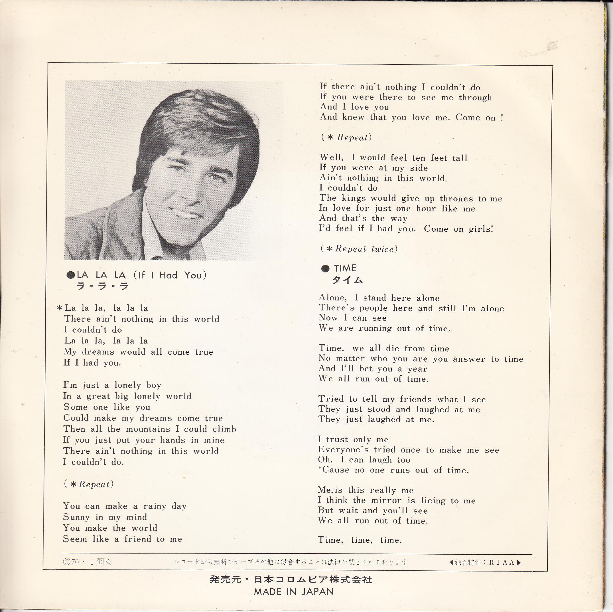 Bobby Sherman – La La La (If I Had You) (Japan)